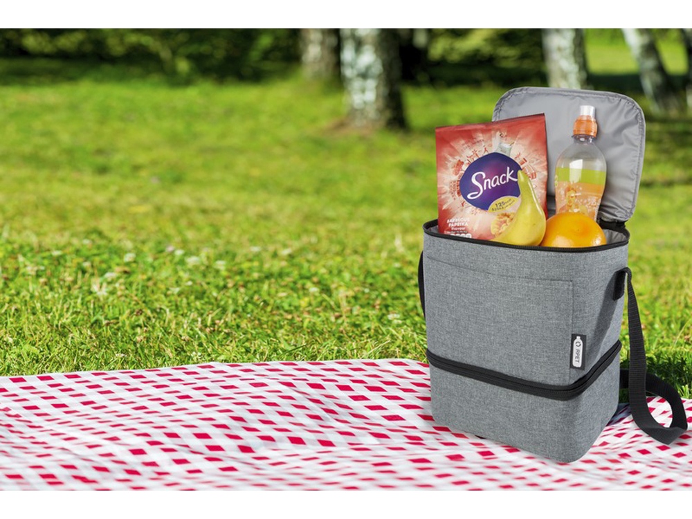 Tundra, сумка-холодильник из переработанного PET-пластика, для обеда, на 9 банок, серый яркий-6