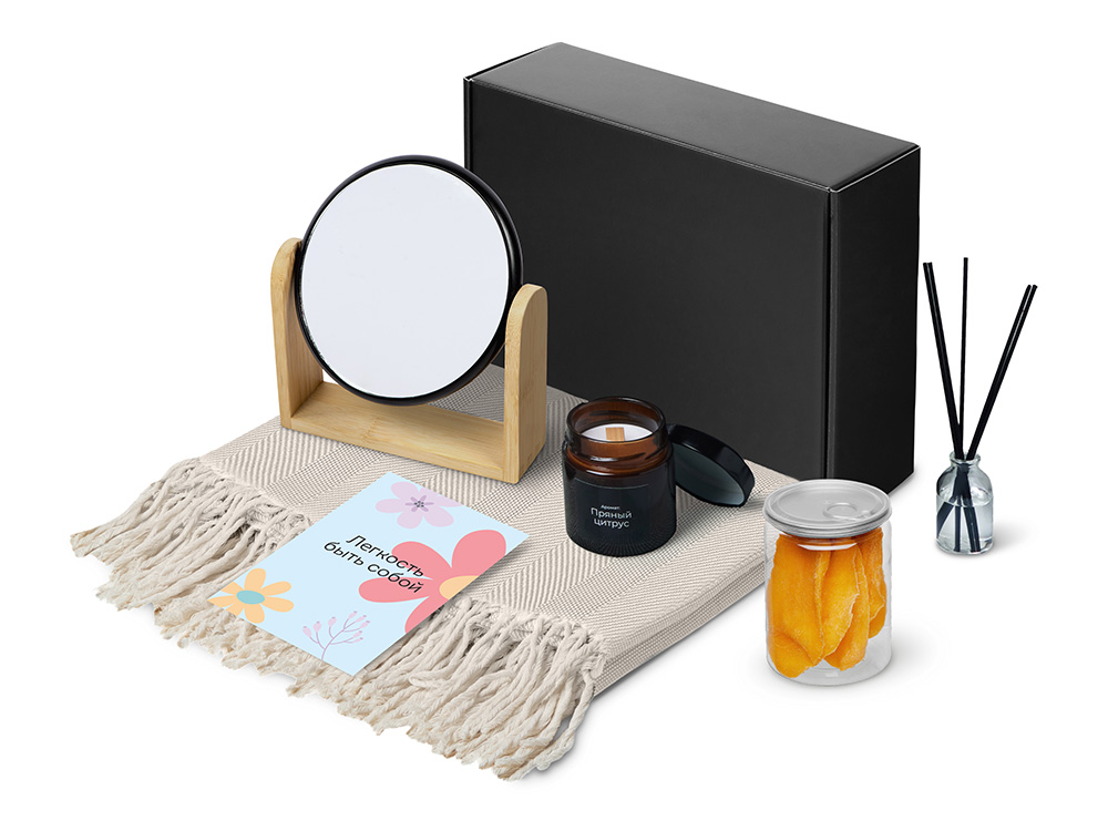 Подарочный набор Re:f. Shelter  с пледом, зеркалом, свечой и диффузором-1