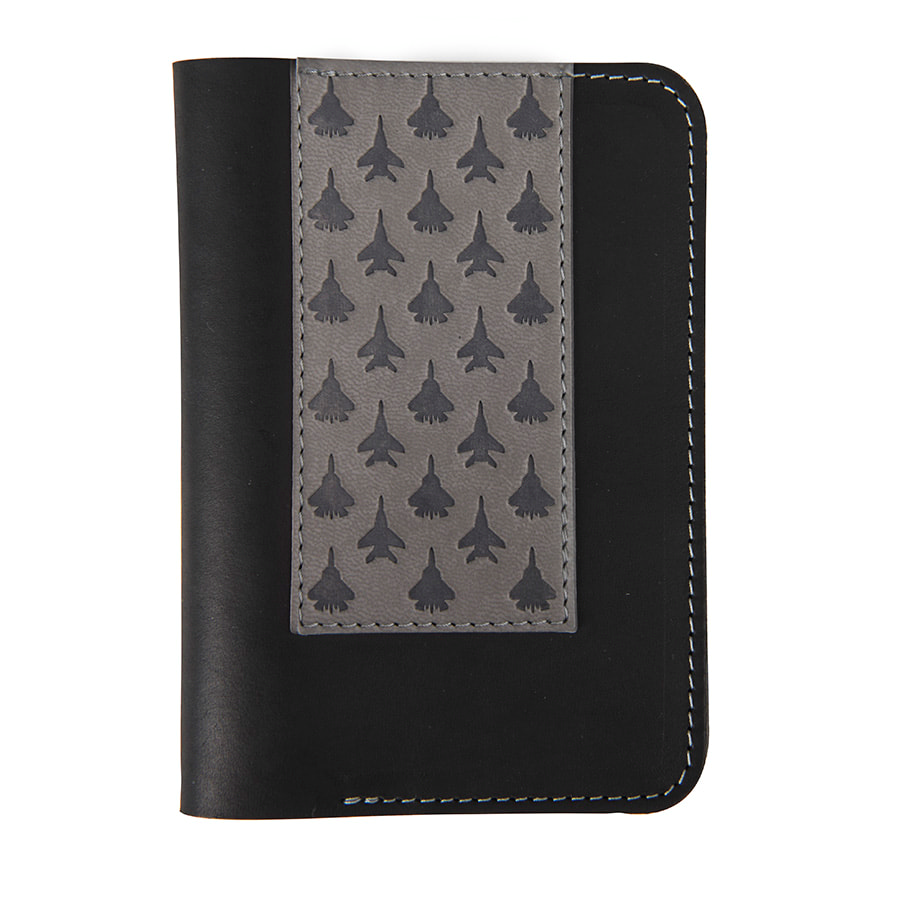 Обложка для паспорта "Самолеты", черный, серый-0