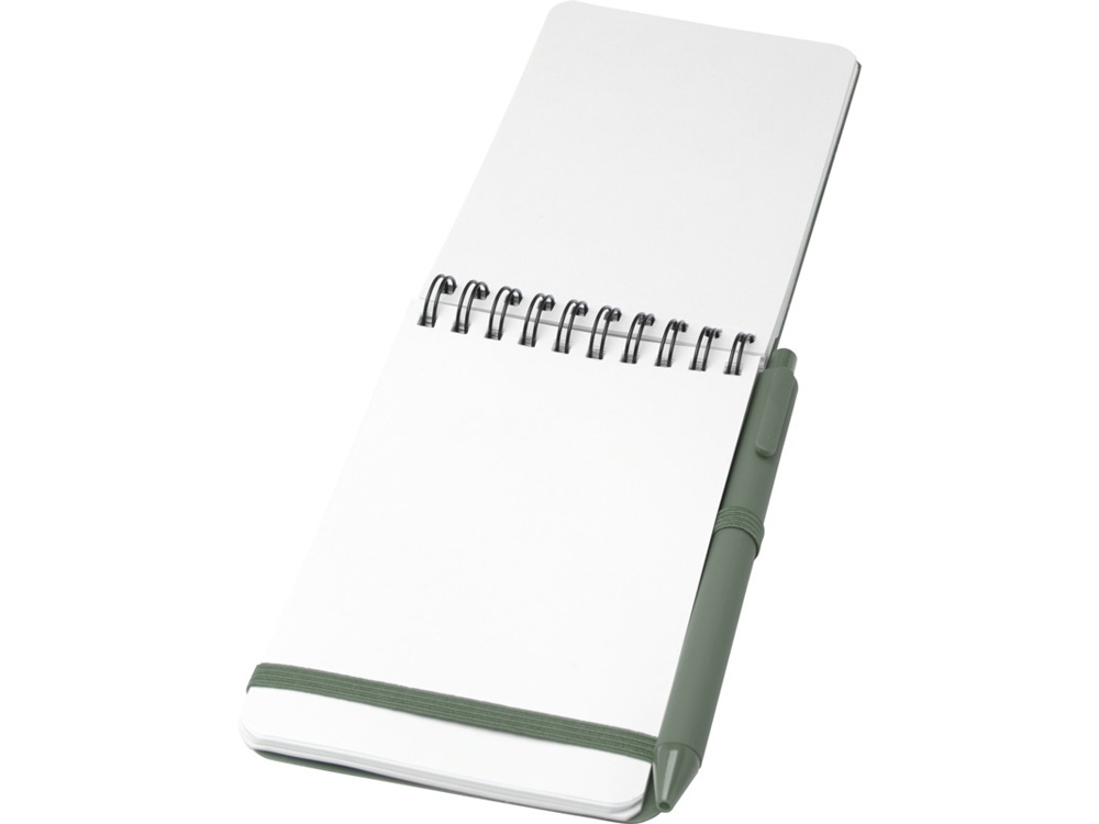 Блокнот Thalaasa формата А6 в твердой обложке из океанического пластика с шариковой ручкой - Зеленый яркий-3
