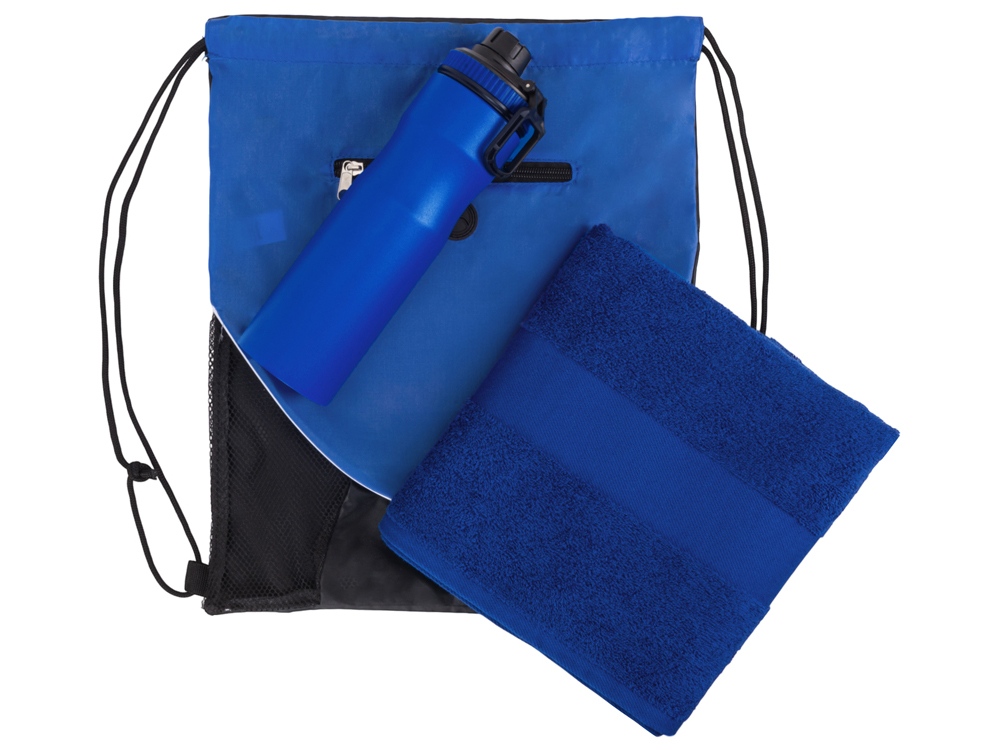 Спортивный набор со стальной бутылкой и полотенцем Advanced, синий-1