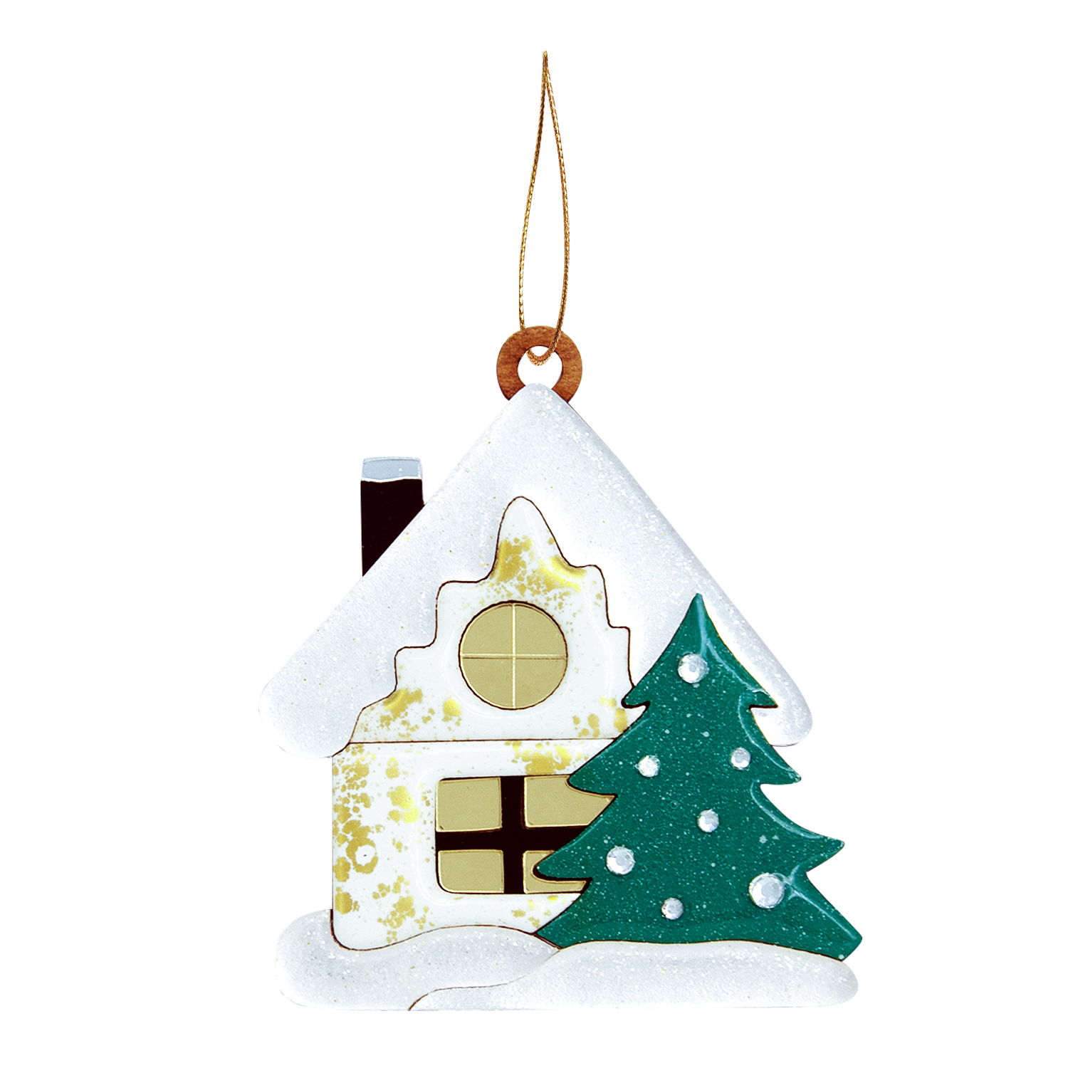 Ёлочная игрушка Домик (белый)-0