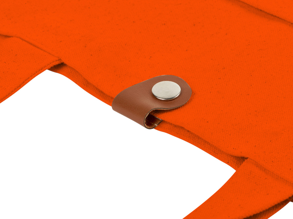 Сумка Clip из хлопка 340 г/м2 с застежкой из экокожи, оранжевый-4