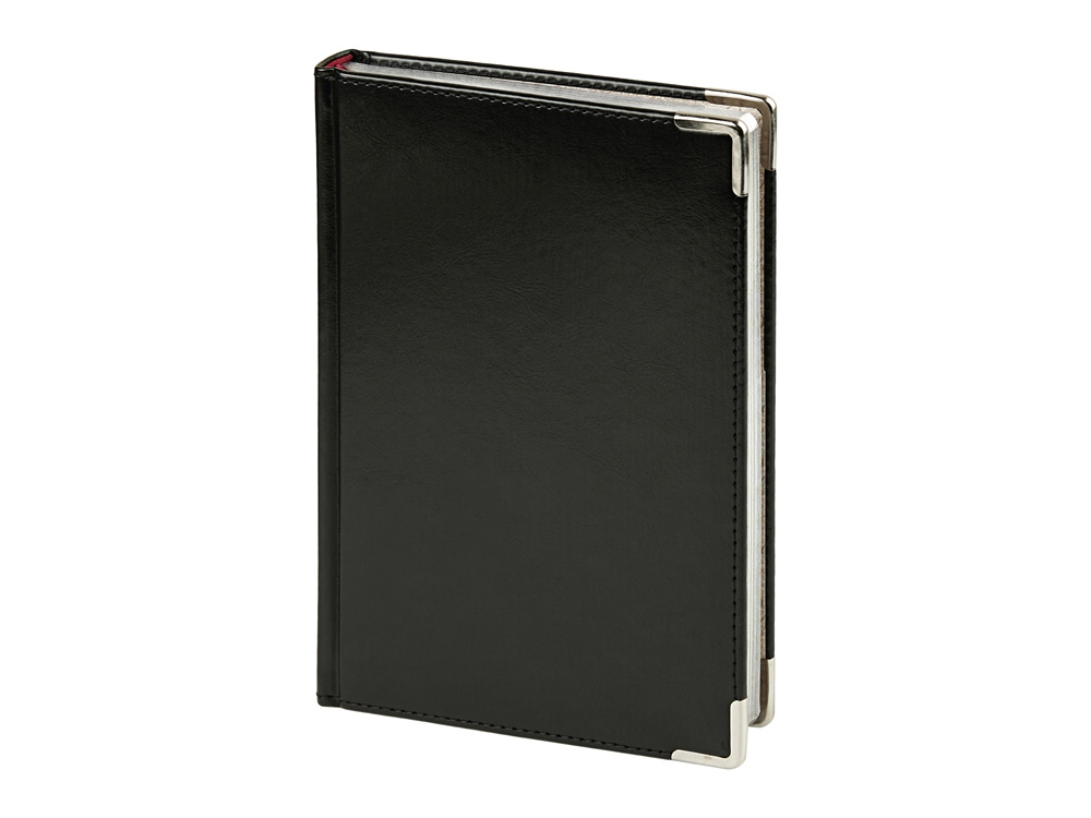 Ежедневник недатированный А5 Sidney Nebraska, черный (серебряный обрез, серебряные уголки)-0