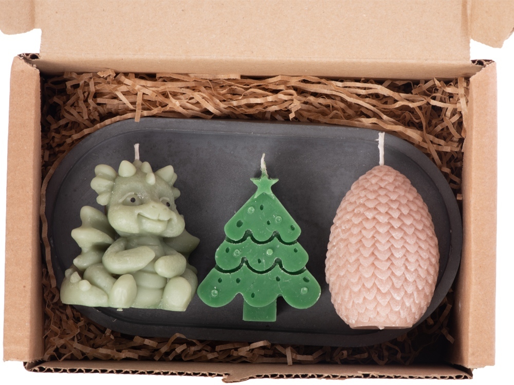 Свечи на подставке Дракон, яйцо дракона, елочка-6