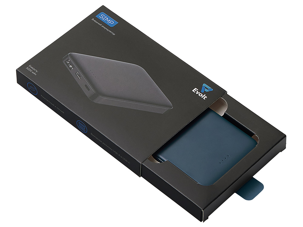 Внешний аккумулятор Simp, 5000 мАч, темно-синий-8