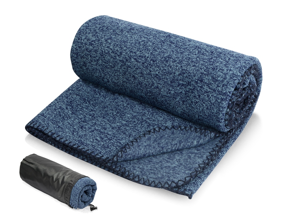 Плед вязаный Blend в чехле, синий-0