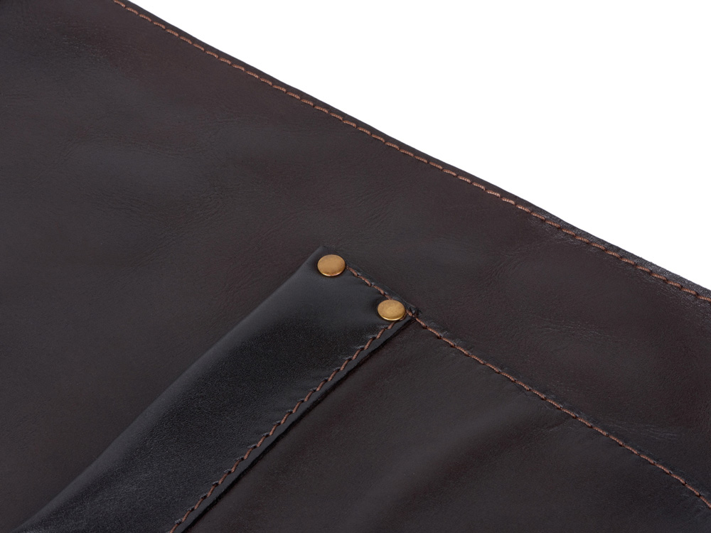 Фартук из натуральной кожи, материал: натуральная кожа КРС, цвет фартука: темно-коричневый, цвет ремней: коричневый тёмный, фурнитура из металлического сплава ЦАМ, цвет фурнитуры: антик, размер универсальный-7