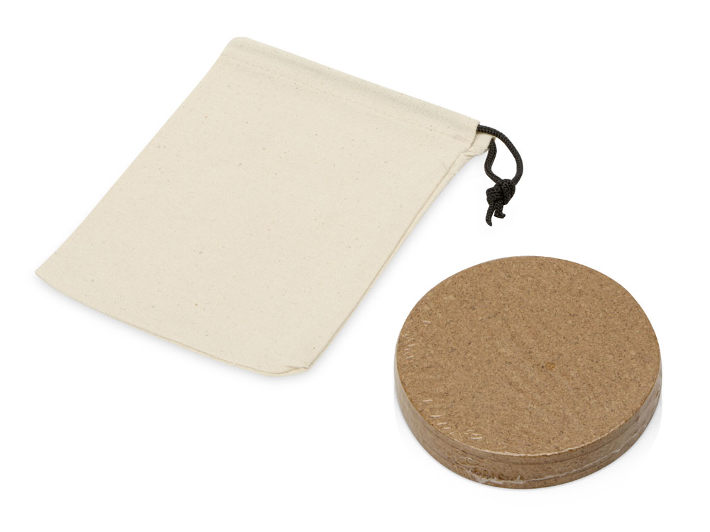 Набор костеров Bali из пробки в хлопковом мешке, 4 шт-7