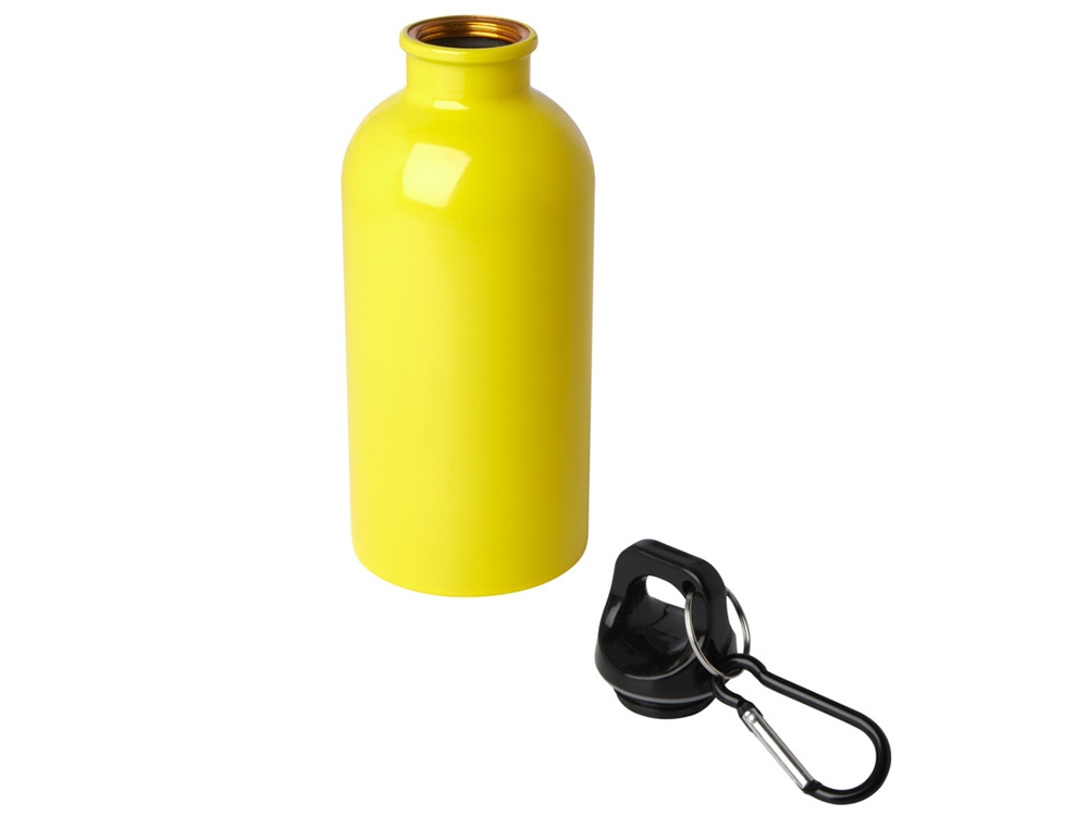 Одностенная бутылка для воды с карабином Oregon, изготовленная из нержавеющей стали, сертифицированной по стандарту RCS, объемом 400 мл - Желтый-2