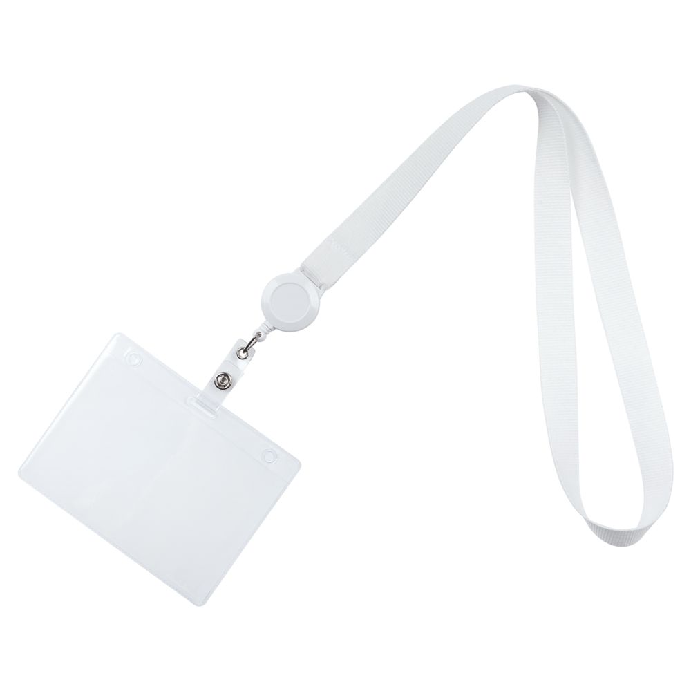 Лента для бейджа с ретрактором Retract, белая-2