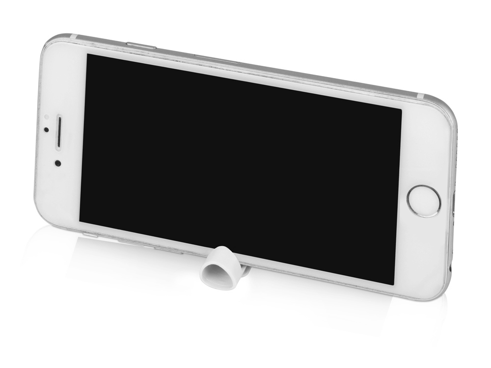 Ручка пластиковая шариковая трехгранная Nook с подставкой для телефона в колпачке, белый-5