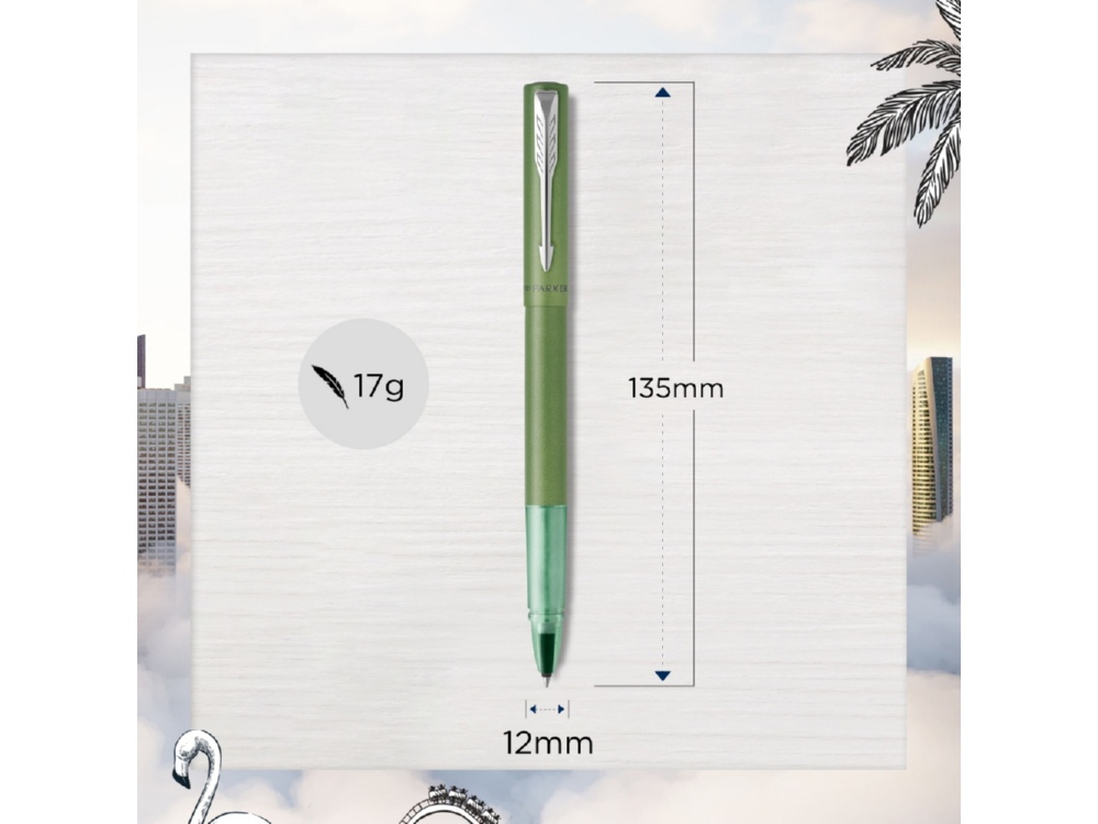 Ручка-роллер Parker Vector XL Green CT, цвет чернил black, стержень: F, в подарочной упаковке.-15