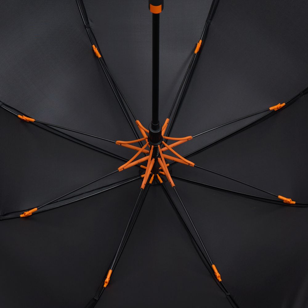 Зонт-трость Hidecolor с цветными спицами, черный с оранжевым-1