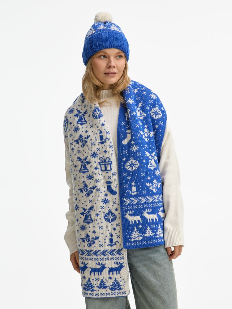 Шапка Holidale, синяя с молочным-3