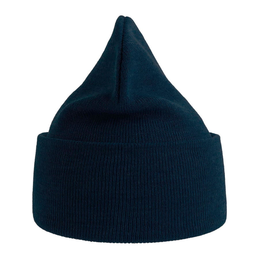 Шапка вязаная PURE  с отворотом из пряжи Polylana, темно-синий-6