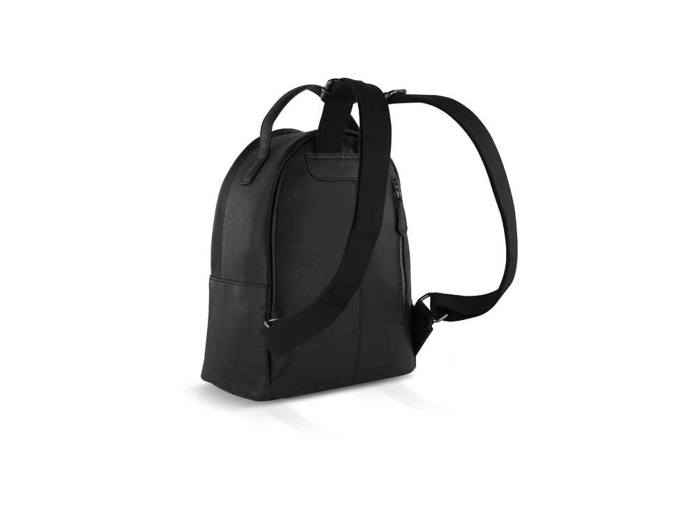 Рюкзак женский BUGATTI Bella, чёрный, воловья кожа/полиэстер, 24,5х12х27 см-6