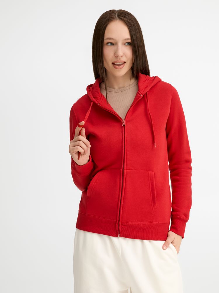 Толстовка женская на молнии с капюшоном Seven Women, красная-2