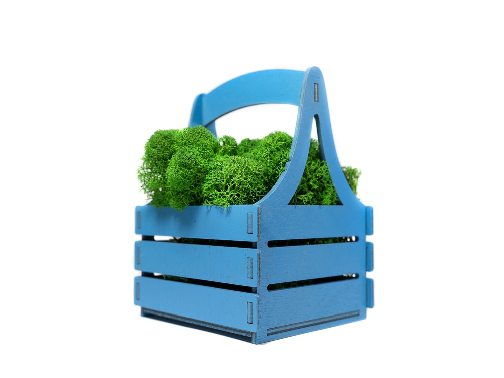 Композиция Корзинка со мхом, синий-2