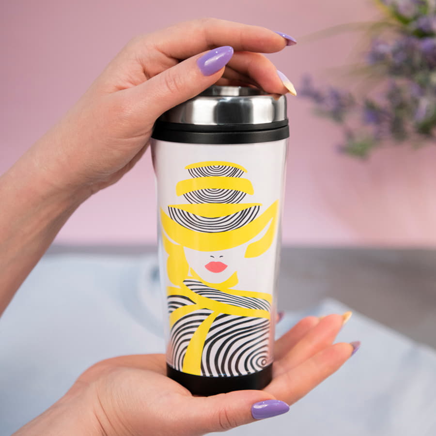 Термокружка DESK под полиграфическую вставку, 350 мл
, прозрачный, черный-4