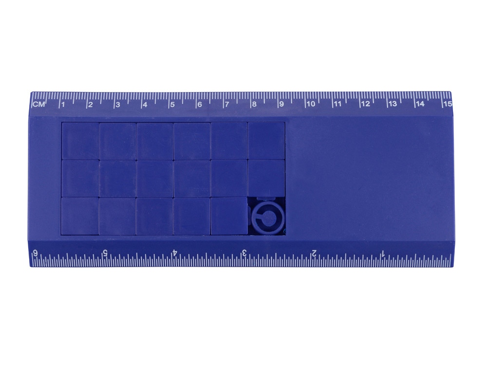 Линейка с игрой Пятнашки, синий-1