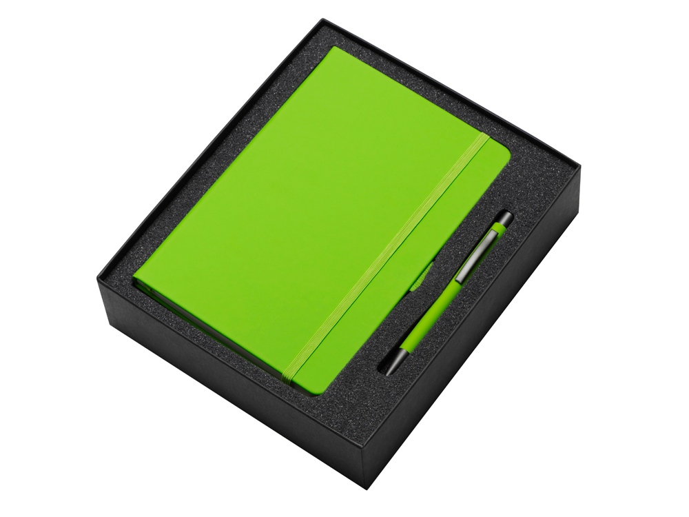 Подарочный набор Vision Pro soft-touch с ручкой и блокнотом А5, зеленое яблоко-1