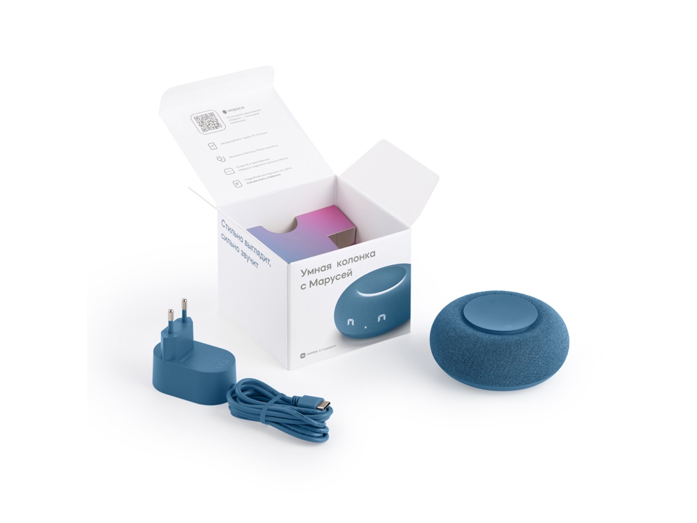 Умная колонка VK Капсула Мини с голосовым помощником Марусей, морской синий-4