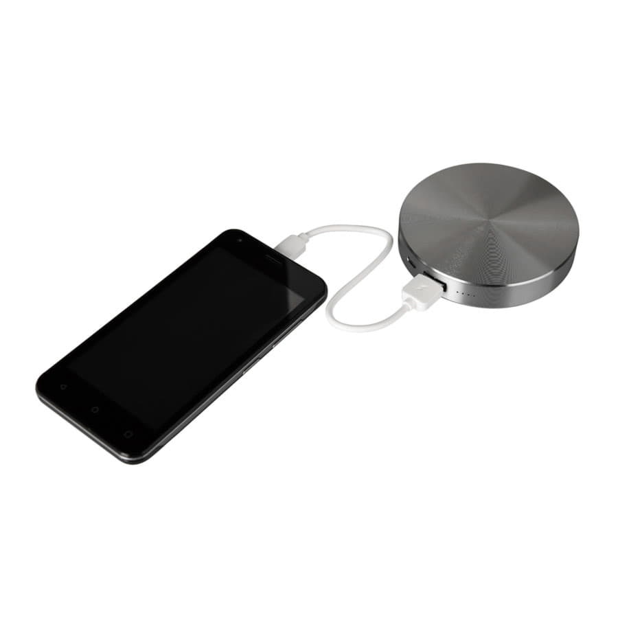 Универсальный аккумулятор "UFO" (6000mAh) в подарочной коробке,темно-серый,8,6х1,5 см,металл, серебристый-3