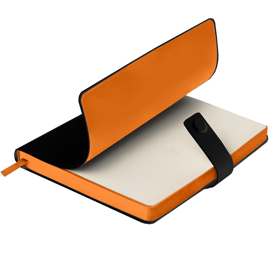 Ежедневник недатированный Stellar, А5, черный, кремовый блок  в линейку, с оранжевым обрезом, черный, оранжевый-7