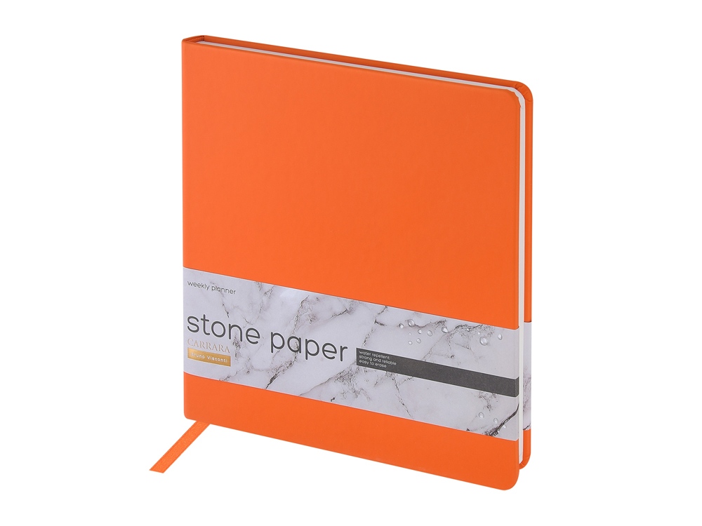 Еженедельник с каменной бумагой А5+ Carrara, оранжевый-0