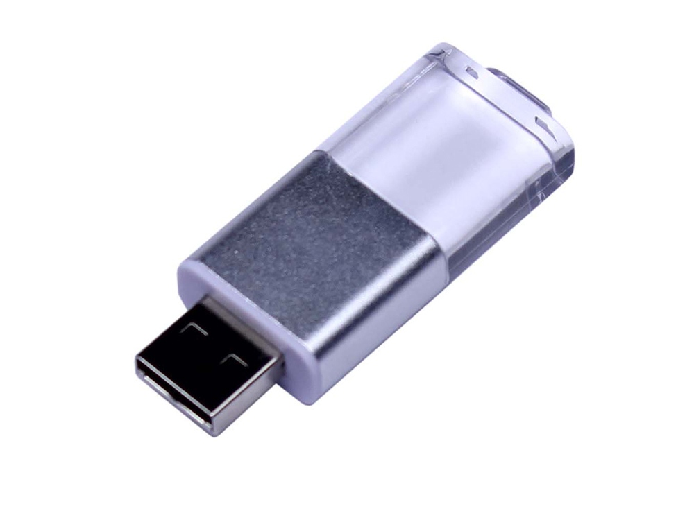 USB-флешка промо на 16 Гб прямоугольной формы, выдвижной механизм, белый-0