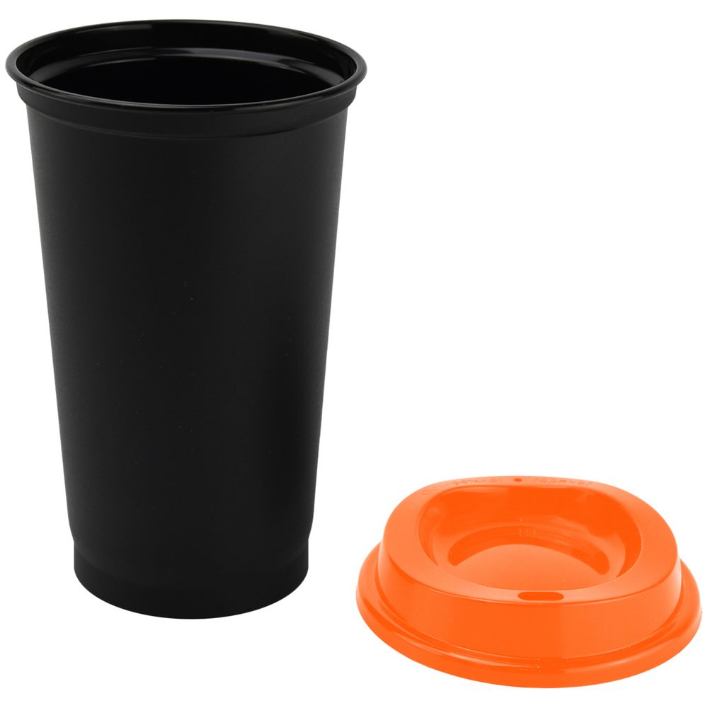 Стакан с крышкой Color Cap Black, черный с оранжевым-2