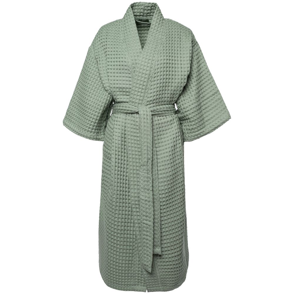 Халат вафельный женский Boho Kimono, зеленая мята-0