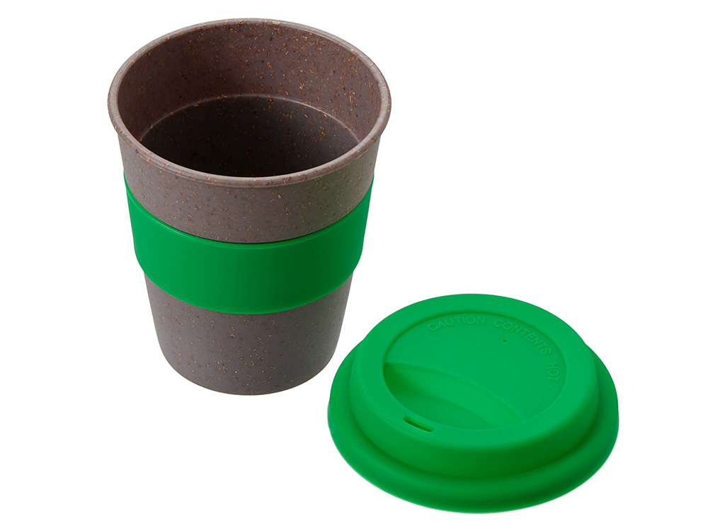 Стакан с силиконовой крышкой Cafe, зеленый-1