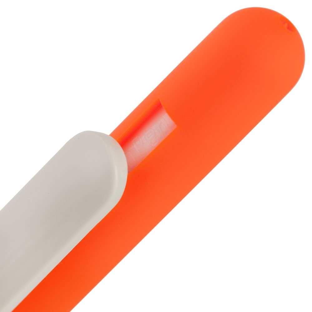 Ручка шариковая Swiper Soft Touch, неоново-оранжевая с белым-2