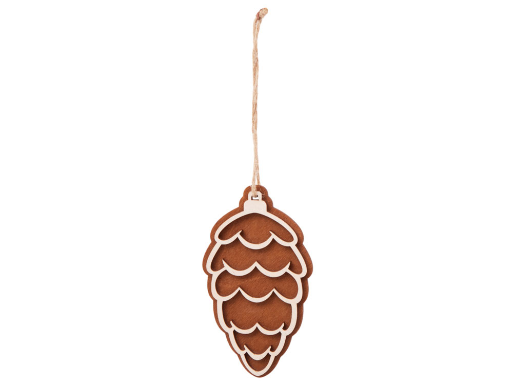 Подвеска шишка с цветной подложкой, коричневая подложка-2