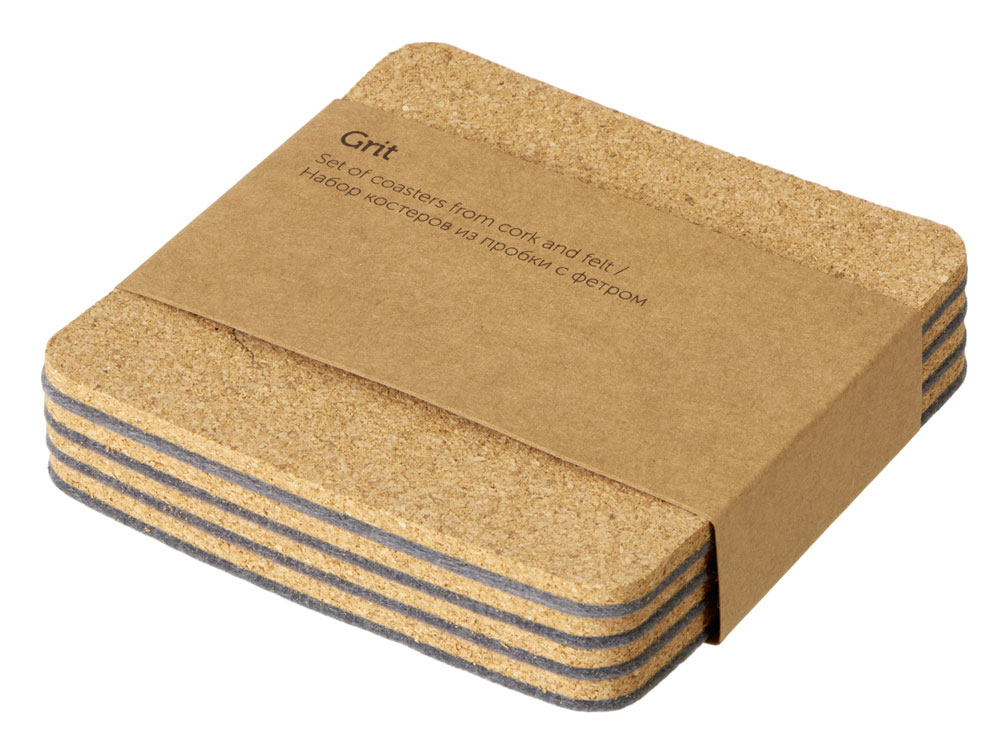 Набор костеров из пробки с фетром Grit-3