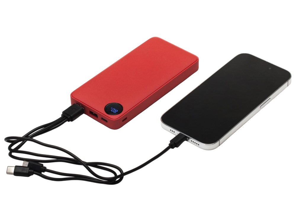 Внешний аккумулятор с дисплеем Mild, 10 000 mAh, красный-1