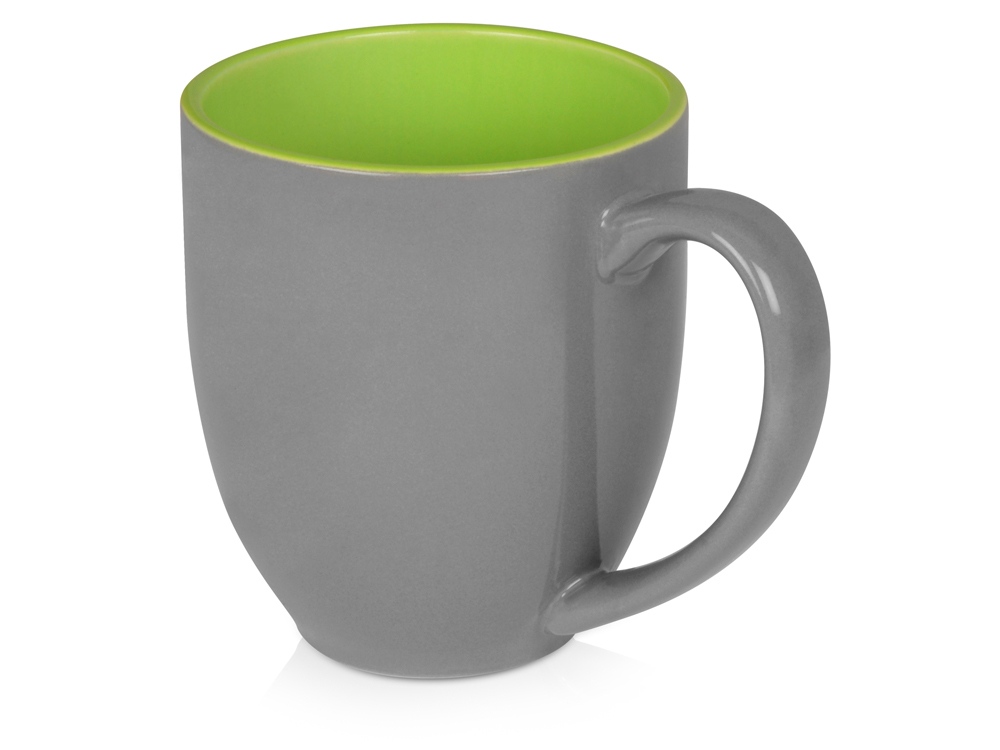 Кружка керамическая Gracy 450мл, серый/зеленое яблоко-0