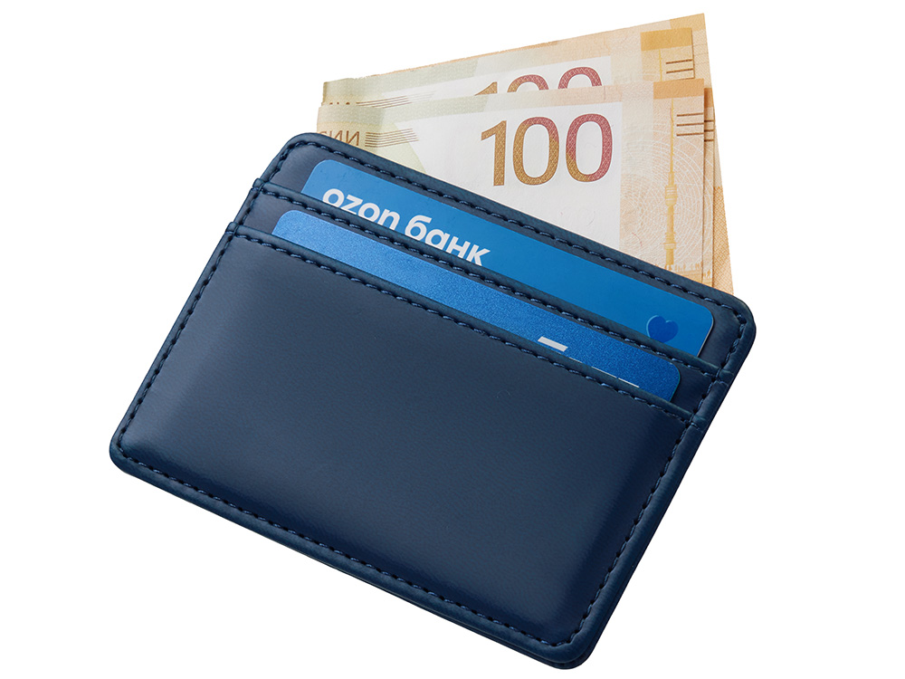 Картхолдер для двух карт и наличных денег с зажимом Crave, темно-синий-4