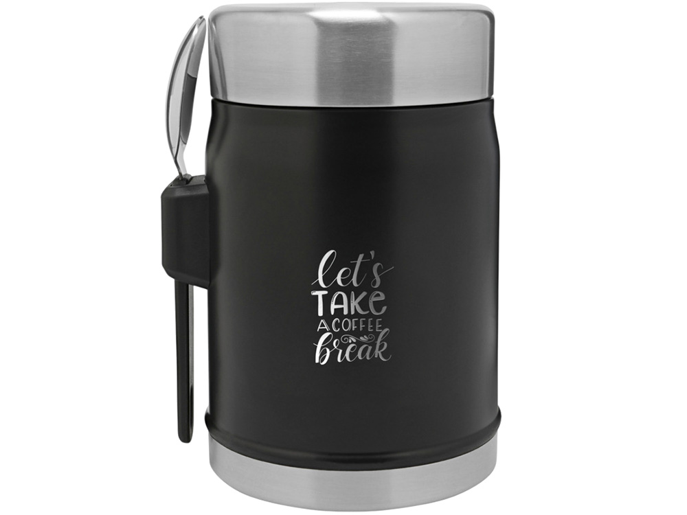 Банка для еды объемом 400 мл с ложкой-вилкой Stanley Legendary - черный матовый-5