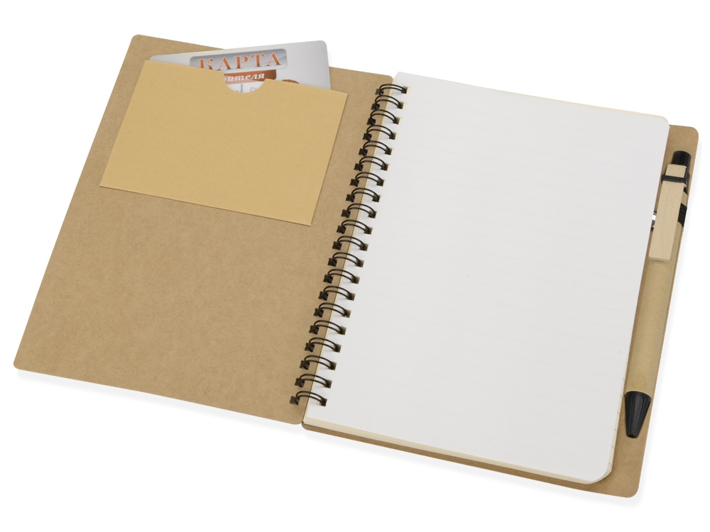 Блокнот Дейзи с ручкой, крафт/черный-1