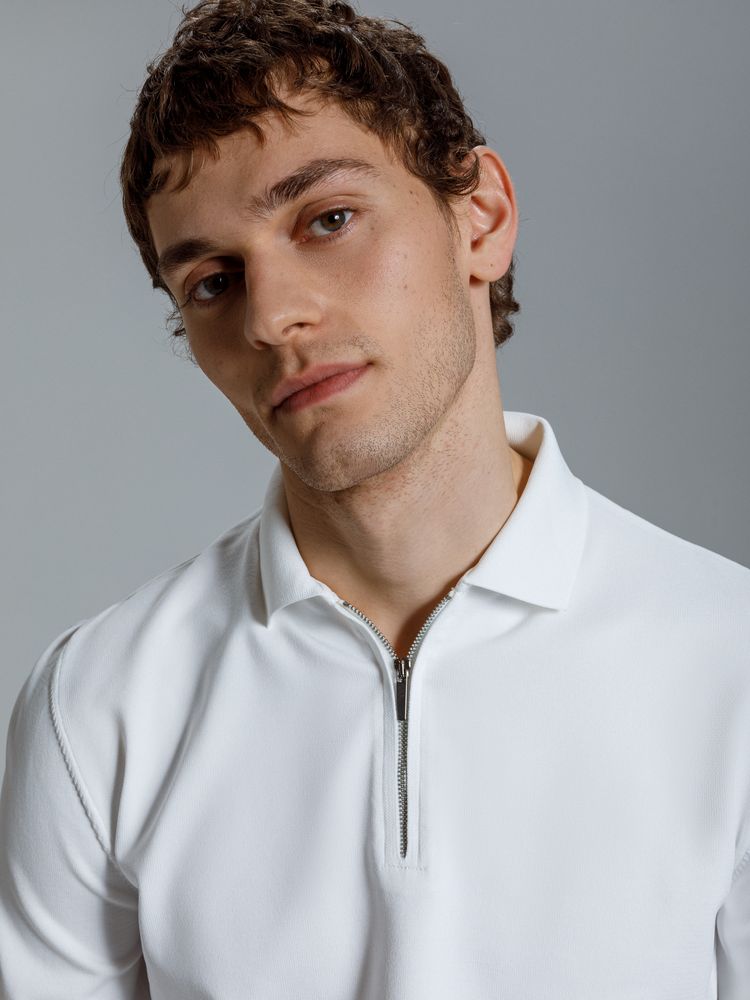 Рубашка поло мужская с длинным рукавом Terrazzo, белая-7