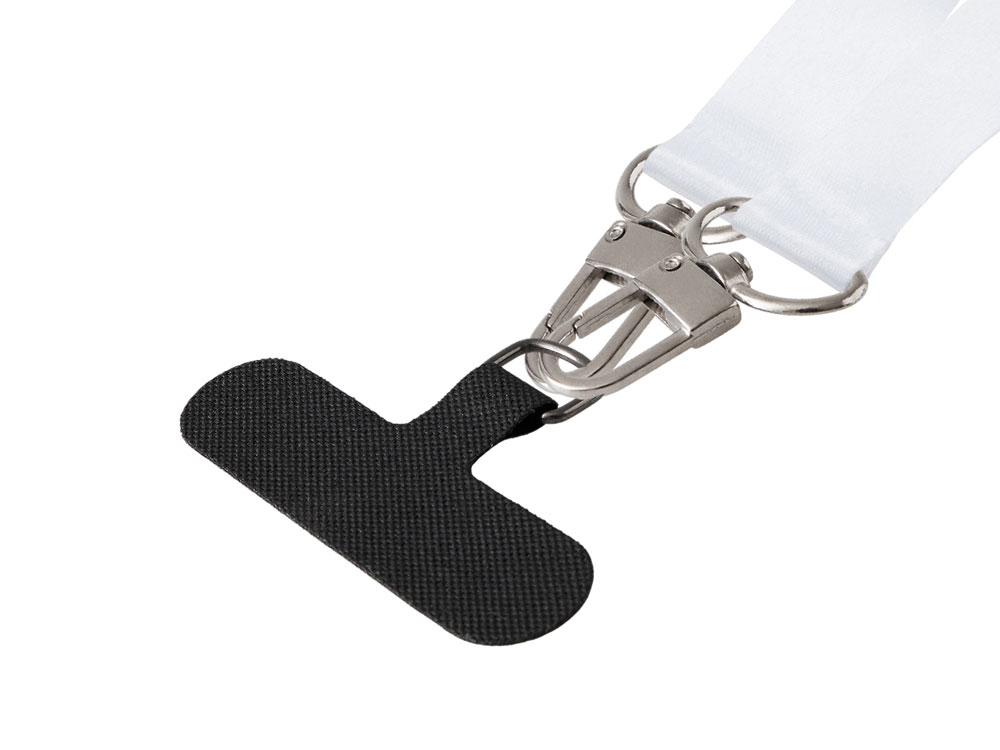 Ланъярд 2,5 см под сублимацию с 2-мя трендовыми карабинами и узким держателем для телефона из ПЭ-3