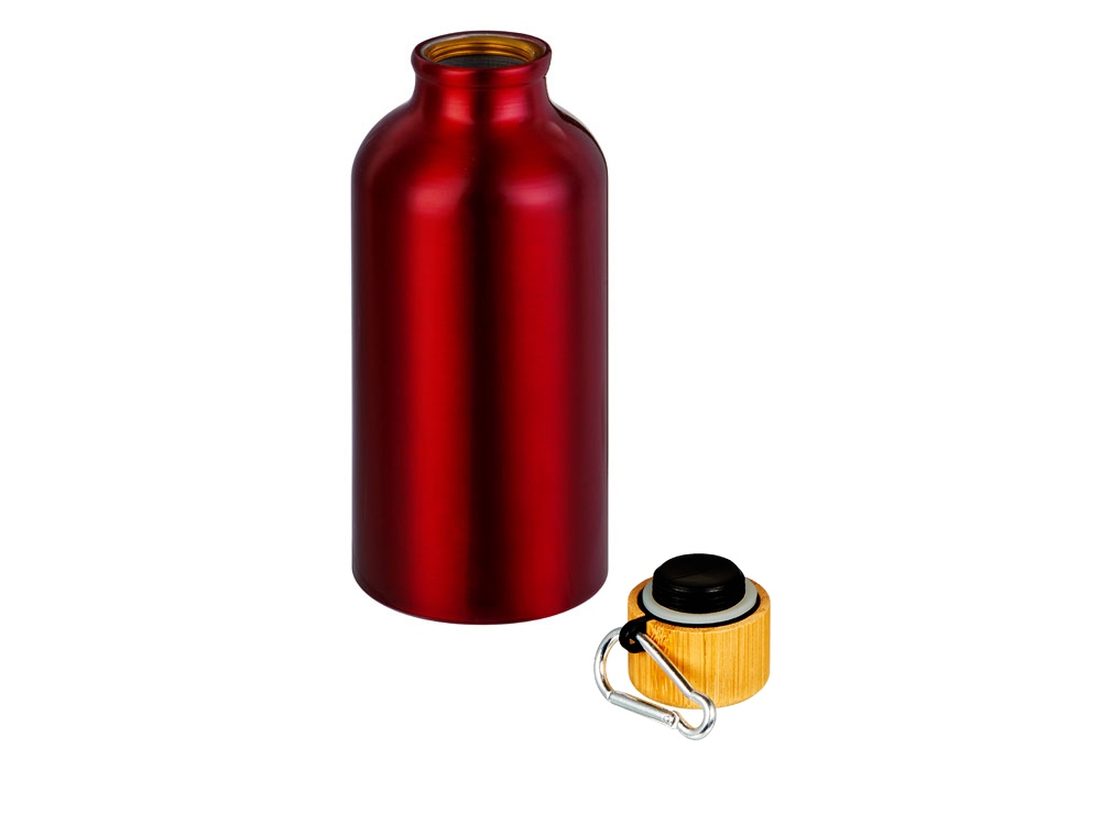 Бутылка Hip S Bamboo с карабином 400мл, красный-1