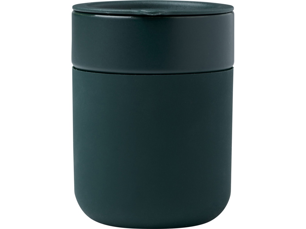 Java керамическая кружка емкостью 330 мл с силиконовой оберткой и пластиковой крышкой - Зеленый-1