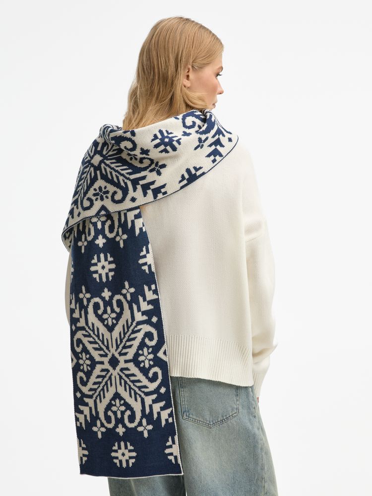 Шарф Wintertude L, синий с белым-2