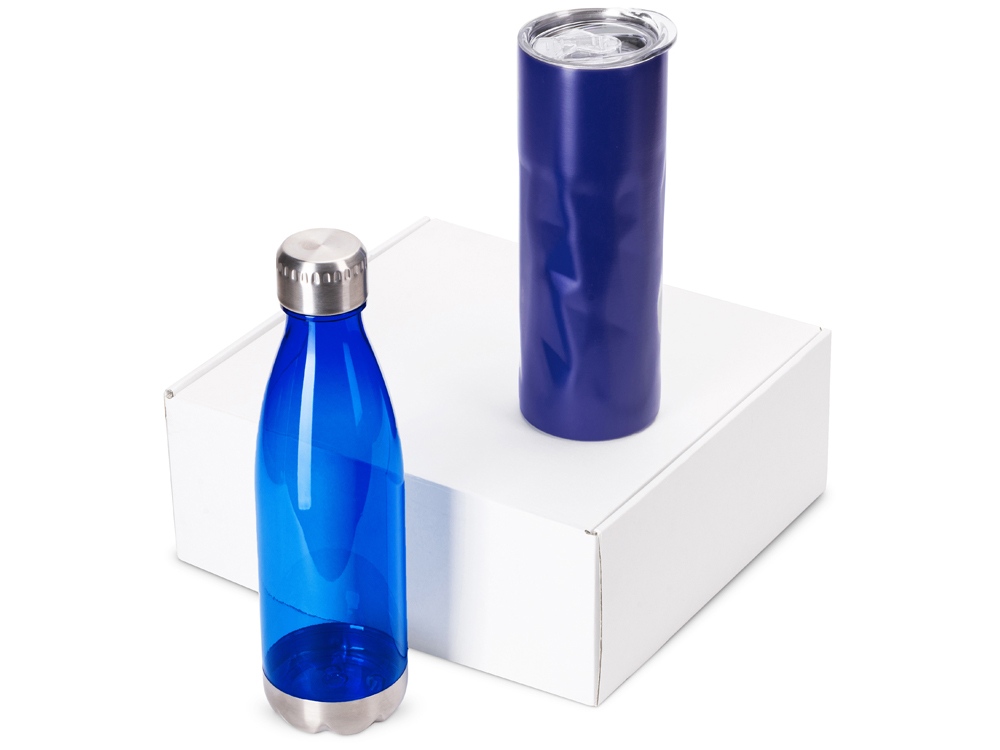 Подарочный набор с термокружкой и бутылкой Water cross, синий-0