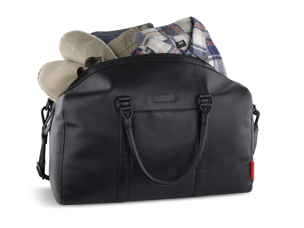 Сумка дорожная BUGATTI Clark, чёрная, воловья кожа/полиэстер, 45х20х27,5 см, 24 л-4