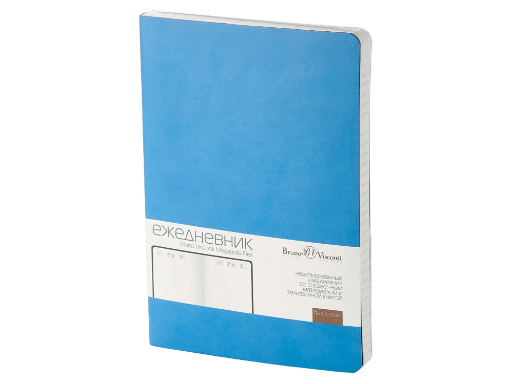 Ежедневник А5 недатированный Megapolis Velvet Flex, небесно-голубой-0